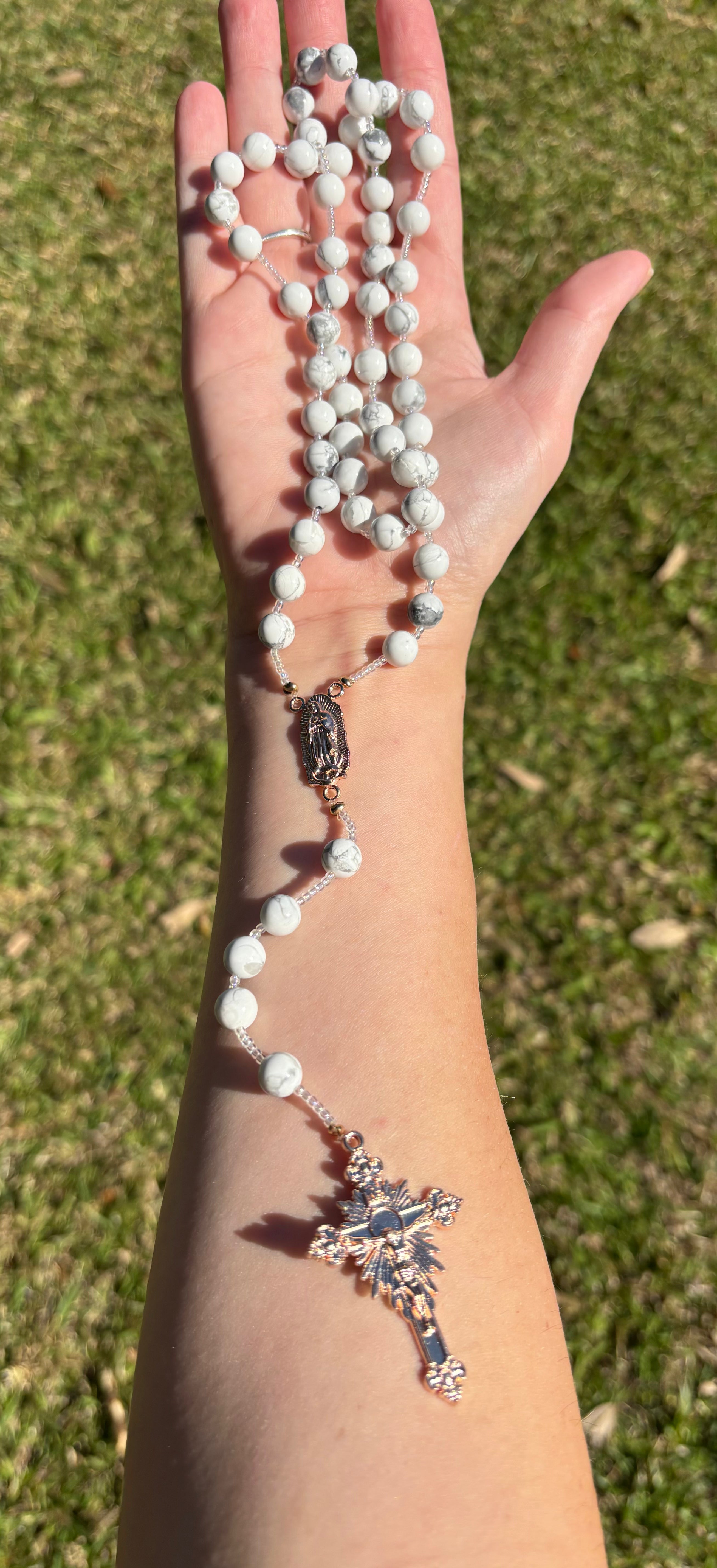 White Granite Decorative Rosary