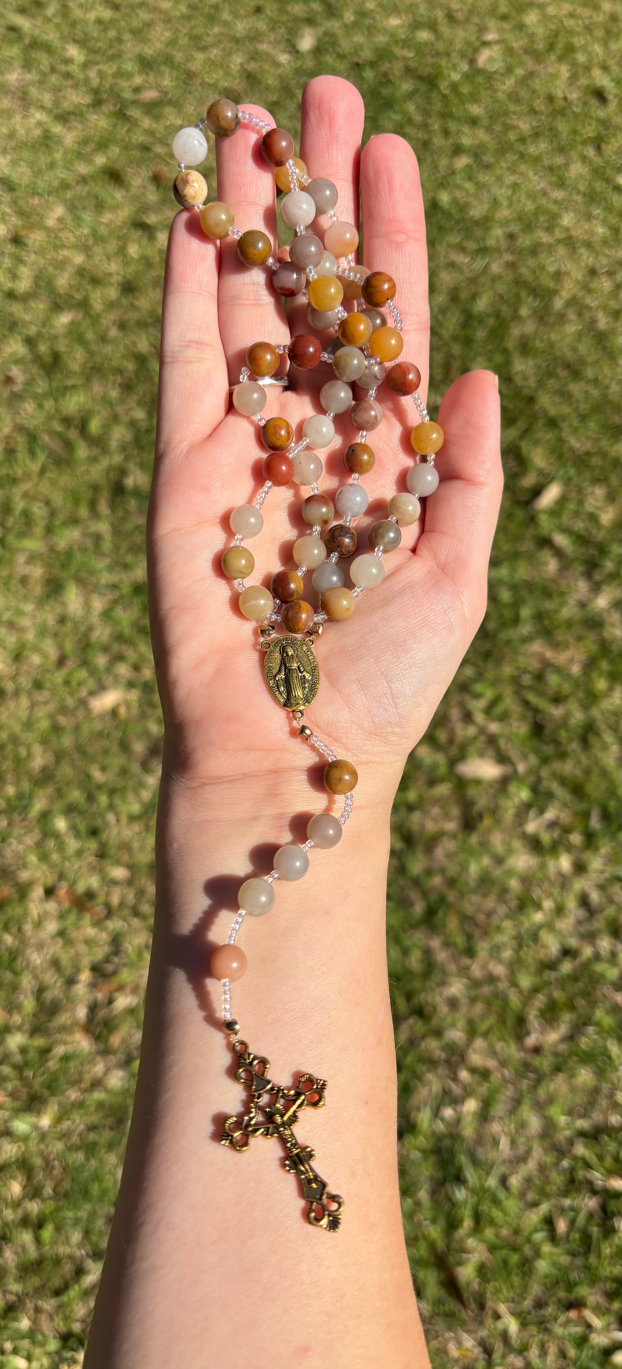 Multicolored Rosary Gold Cross